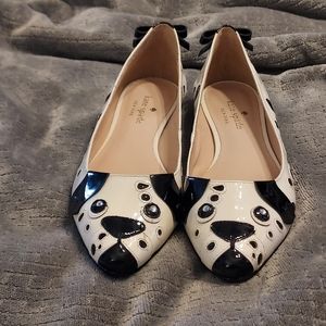 Kate Spade RARE Elena Dalmatian Ballet Flats Leather Black White 5.5